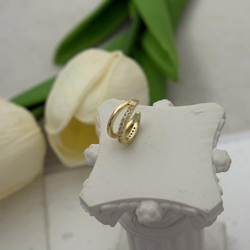 Fake Earrings for Women Non Piercing Ear Cuff Earring Dainty 14K Gold Plated Cuff Earrings Set Cubic Zirconia Ears Jewelry on Cartilage - style: 4A