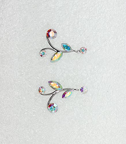 Faship Gorgeous Rhinestone Crystal Floral Necklace Earrings Set - color: Multicolors / AB
