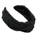 Black Headbands for Women are Unique. Pearl Denim Knotted Headband for Women is a Comfy Top Knot Head bands For Women's Hair. Get Complements with Cute Jean Girls Band - color: Black Denim Pearl