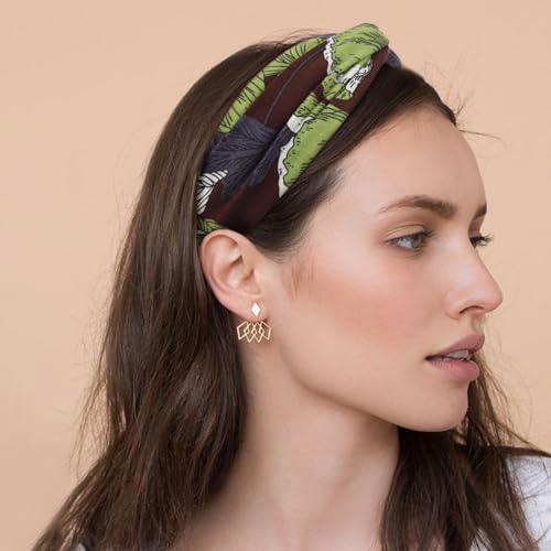AQOKKA Elastic Knotted Headbands for Women Cloth Head Hair Bands for Women's Hair Non Slip Boho Wrap Twisted Hair Accessories - color: 4 Pack Cross Floral : C