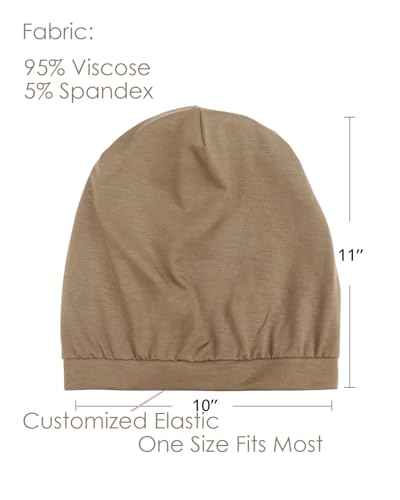 Alnorm Satin Lined Sleep Slouchy Cap Headcoverings for Women Lightweight Chemo Beanies Khaki - color: Khaki