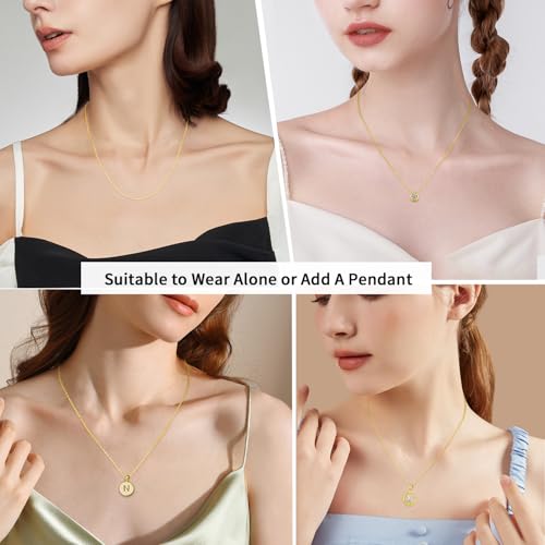 Jewlpire 18k Gold Plated 925 Sterling Silver Chain Necklace for Women, 1.2mm Cable Chain Necklace Thin & Dainty & Sturdy Women's Chain Necklaces 14/16/17/18/20/22/24 Inch - color: 18K Gold Plated, size: 18 Inch