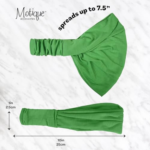 Motique Accessories Wide Cotton Head Band Solid Boho Yoga Style Soft Hairband for Women (Green) - color: Green