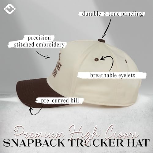 Funky Junque Vintage Canvas Snapback Hat - Adjustable 2 Tone Cap for Men Women - Put It On My, Cowboy, Girl Dad, Funny - color: Excuse Me, You Look Like You Love Me -Brown/Beige