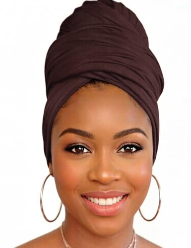 Head Wraps for Black Women, Breathable Headwrap Soft Long Hair Wraps Wide Headscarves for Locs Braids - color: Brown