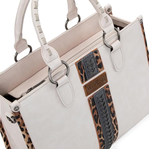 Montana West Wrangler Animal Print Tote Bag for Women Western Purse Boho Top Handle Satchel Handbag - color: Leo Beige