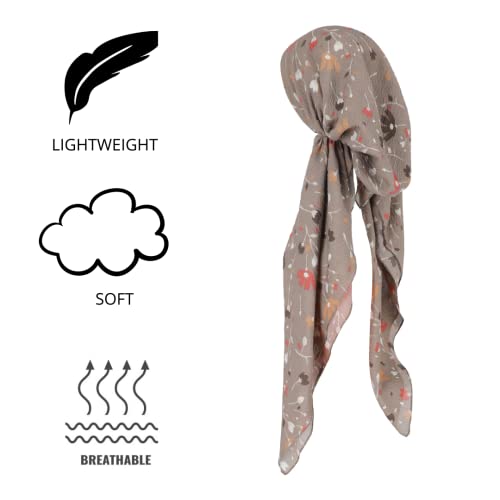 Pretied Head Scarves for Women Featuring Lightweight Crimped Material and Attractive - color: Floral Coffee