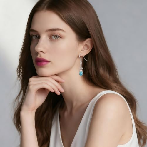Natural Turquoise Earrings for Women Dangling 925 Sterling Silver Dangle Earrings Western Jewelry Christmas Gift for Sister Mother - style: A-Infinity Earrings