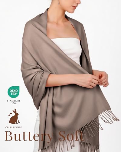 FURTALK Pashmina Shawl Wraps for Women Evening Dresses Blanket Scarves Fashion Scarf Wedding Gifts - color: Shrimp