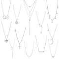Starain 12Pcs Layered Choker Necklace Fashion Multilayer Chain Necklace Simple Gold Necklace Set for Women - color: 12Pcs Silver Necklace Set