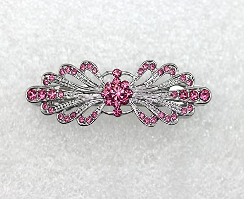 Faship Pink Small Mini Floral Hair Barrette Clip - color: Pink
