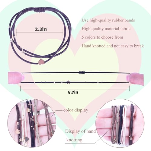 20 PCS Boho Hair Ties, Women's Hair Tie Bracelets in 5 Neutral Colors, Ponytail Holders for Thick or Thin Hair, Cute No-Damage Elastics (20PG6) - color: Neutral