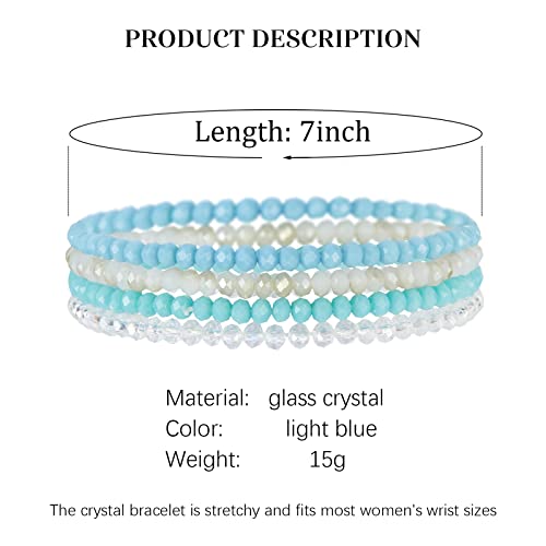 Noessla Beaded Boho Stretch Bracelet Colorful Stackable Crystal Beads Bracelets Trendy Costume Jewelry Mothers Day Gifts for Women - color: Light blue