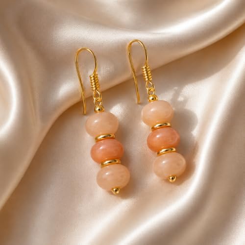 Gempires Lightweight Beaded Earrings Handmade Gemstone Jewelry Hypoallergenic Gold Plated Dangling Earrings For Women