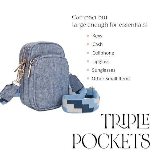 Mali+Lili, Josie Triple Zip Crossbody Bag - color: Denim Blue