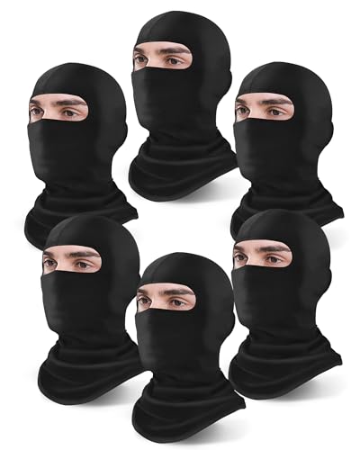 Xeoxarel 6 Pack Balaclava Ski Mask for Men/Women, Full Face Cover - color: 6 Pack Balaclava - Black