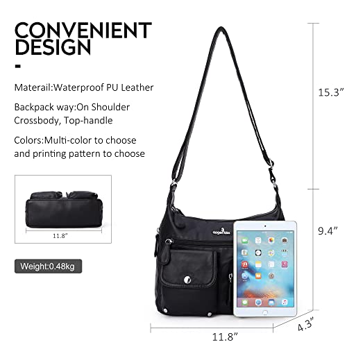 Angel Kiss Crossbody Bags for Women, Ladies Shoulder Handbags and Purses Medium Faux Leather Pocketbooks | Ladies - color: 24-black