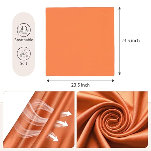 American Trends Women Silk Feeling Scarf Satin Head Scarves Square Wrap Neck Scarf Lightweight Silk Like Bandana - color: 09 Orange