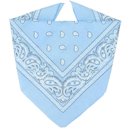 ZENO 100% Cotton & Natural Fibers Bandana Scarf - Soft, Durable, Machine Washable – Unisex for Men & Women - color: Light Blue Single