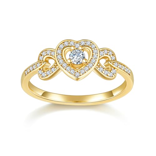 MINDDHA 14K Gold/White Gold Plated Rings- Cubic Zirconia Simulated Diamond Band For Wedding- Love Infinity Silver Gold Rings for Women- 2mm Band Size 4-12 - color: Gold
