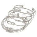 Gold Bangles for Women, 12 Pcs Boho Stackable Bracelets Multi Layer Textured Chunky Bracelets Jewelry Set for Women - color: 5 pcs silver bangles