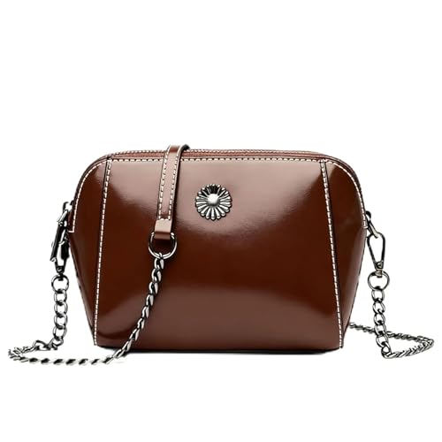 Genuine Leather Small Crossbody Bags for Women | Lightweight Shoulder Purse, Designer Handbag with Adjustable Strap, Casual Travel Everyday Bag - color: H-dark Brown