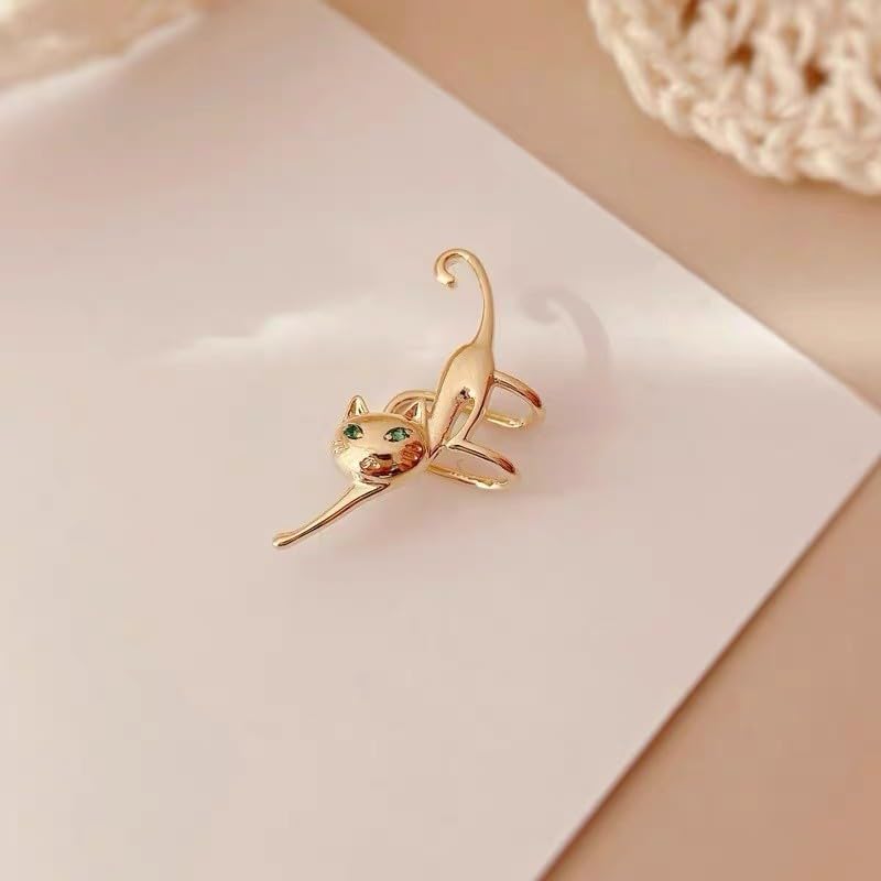 Cat Earring for Women - Cute Ear Cuff Climber Crawler Earring Silver Non Pierced Ears Hypoallergenic Earrings for Cat Lover Funny Jewelry - color: B