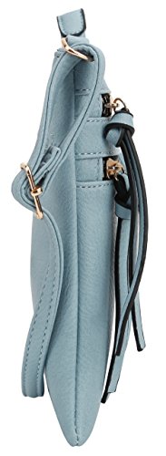 DELUXITY Crossbody Purse Bag Shoulder Bag Multi Pocket Zipper Purse - color: Pacific