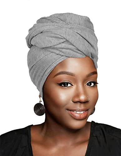 HOMELEX Head Wraps Turbans Stretch Jersey Knit Headwraps Wrap Turban Scarf Tie for Women - color: Gy-1