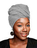 HOMELEX Head Wraps Turbans Stretch Jersey Knit Headwraps Wrap Turban Scarf Tie for Women - color: Gy-1