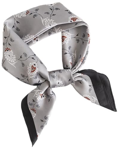 MINIDORA Satin Scarves for Women 27.5 × 27.5 inches Medium Square Elegant Silk Feeling Head Scarf - color: B006-gray