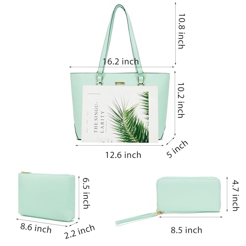 Purses And Wallets Set For Women Work Tote Satchel Handbags Shoulder Bag Top Handle Totes Purse With Matching Wallet - color: A56-3pcs/Set Green