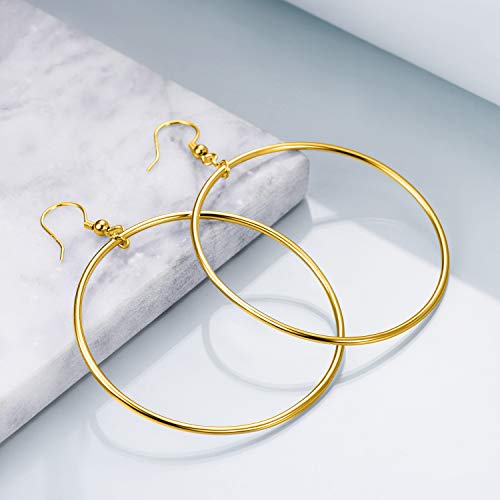 POPLYKE Sterling Silver/Rose Gold/Gold Plated Large Hoop Earrings Circle Dangle Drop Earrings for Women 40 50 60 70 80mm - color: gold hoop, size: 40mm
