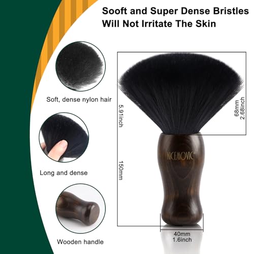 NICEMOVIC 3 IN 1 Barber Neck Duster Brush Set, Professional Barber Accessories Cleaning Supplies, Duster Nylon Brush Hair Cutting Styling Brush Tool (Brown&Black) - color: Brown&Black