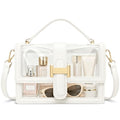 KKXIU Crossbody Bags for Women - Top Handle Purses for Lady, Leather Handbags Shoulder Clutch with Adjustable Shoulder Strap - color: Clear White
