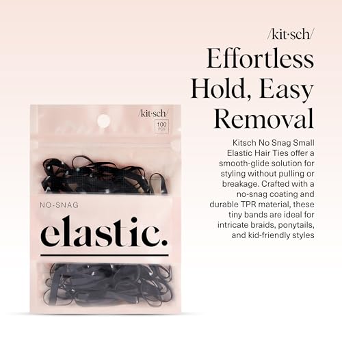 Kitsch Hair Ties No Damage for Kids, Teens and Women - Rubber Bands for Hair Styling | No Snag Hair Elastics | Daily Hair Accessories | Ideal Gifts for Women - 500pcs (Black) - color: Black, size: 500 Count (Pack of 5)