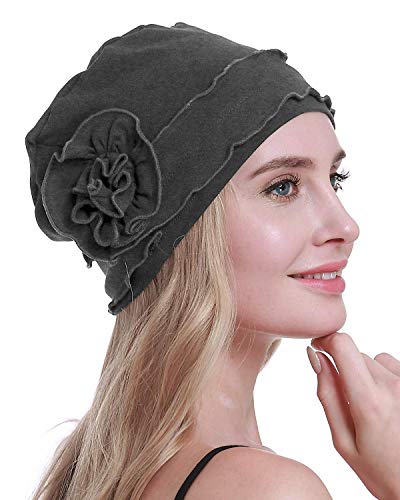 osvyo Chemo Headwear Turban Cap for Women - Cancer Beanie Hair Loss Sealed Packaging - color: Cotton Dark Grey