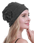 osvyo Chemo Headwear Turban Cap for Women - Cancer Beanie Hair Loss Sealed Packaging - color: Cotton Dark Grey