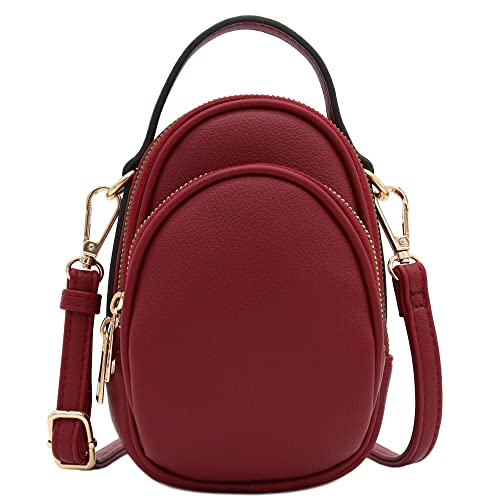 FashionPuzzle Two Compartment Mini Crossbody Bag | Two Compartment - color: Wine