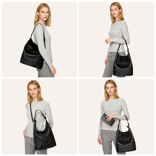 TANTOMI Hobo Bags Purses for Women, Women's Crossbody Handbags and Shoulder Bag, Multi-Pocket Large Hobo Purse - color: Black.b