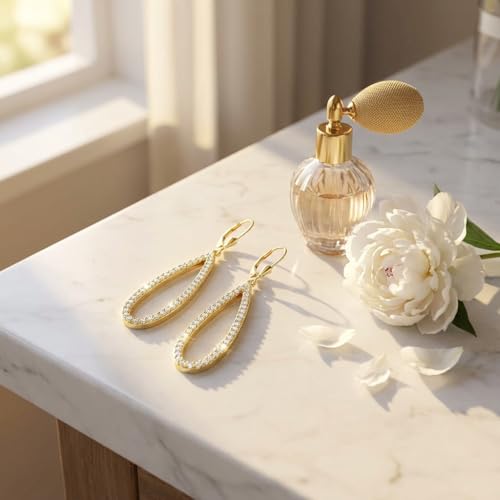 Leverback Dangle Drop Earrings for Women, Hypoallergenic Lightweight Minimalist Jewelry, Fashion Gift for Her, Birthday Anniversary - color: C-Gold