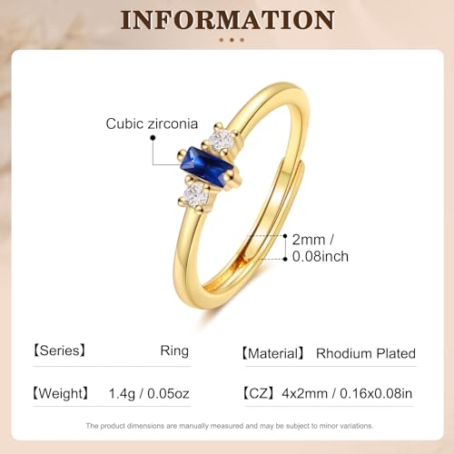 Personalized Birthstone Ring for Mom, 1–4 Baguette Birthstones Adjustable Ring, Minimalist Family Ring, Mother’s Day Gift for Mom Wife Grandma - color: 1 stone