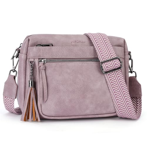 MEITRUE Crossbody Bags for Women, Vegan Leather Crossbody Purse Trendy Multi Pockets Shoulder Handbag with Tassel - color: 04-purple