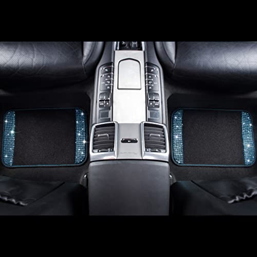 CAR PASS Bling Rhinestones Diamond Waterproof Car Floor Mat, Crystal Sparkly Shining Glitter Carpet, Anti-Slip PVC Heel Pad Universal for Interior Auto SUV,Sedan,Van,4pcs Girly Women Mint Teal Diamond - color: Mint Diamond