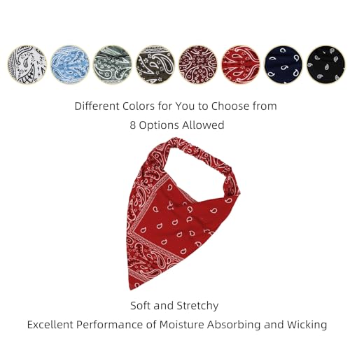 WOVOWOVO 8 Pcs Hair Scarf Headband for Women Girls Non Slip Elastic Boho Triangle Head Scarf Bandana - color: Cozy Boho Paisley
