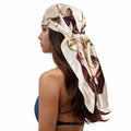 RIIQIICHY Head Scarf for Women Like Silk Scarf Hair Scarf Printed Square Scarf Bandanas for Women 35 Inches - color: Ivory/Gold/Red/Green