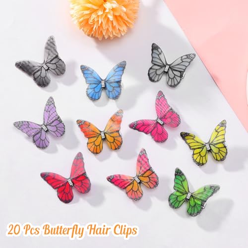 20Pcs Butterfly Hair Clips for Women Moving Glitter Butterfly Clip Fairy Accessories Bright Style - color: Bight
