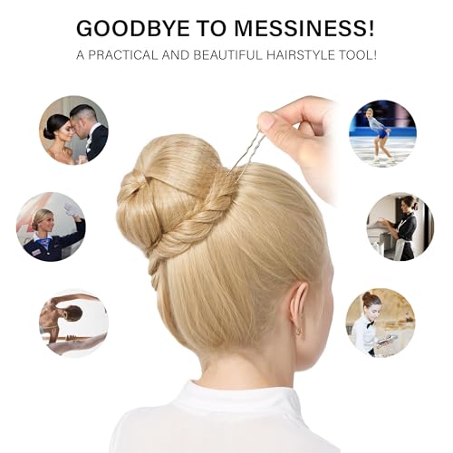 Hair Net Set 30 Pieces 20-Inch Light Brown Nets, 50 Pieces 2.4-Inch Golden U Pins - For Food Service, Bun Making, Ballet, and Versatile Hairstyling(Light Brown,20inch,80pcs/Pack) - color: Light Brown, size: 20 Inch