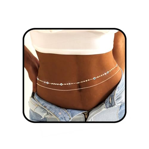 Body Chain Gold Waist Chains for Women Belly Layered Beach Waist Chains Adjustable Sexy Bikini Boho Chain - style: eye