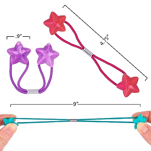 24pc Star-Shaped Multicolored Twin Bead Ponytail Ball Elastics Value Pack | Fun Colorful Hair Ties & Accessories for Girls & Children. No-Slip Hold. Kids Hair Bands - Cute - color: STAR